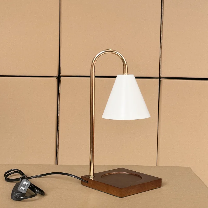 Walnut Aromatherapy Wax Melting Lamp Living Room Bedroom Bedside Smokeless Temperature-adjustable Night Light LED Table Lamp