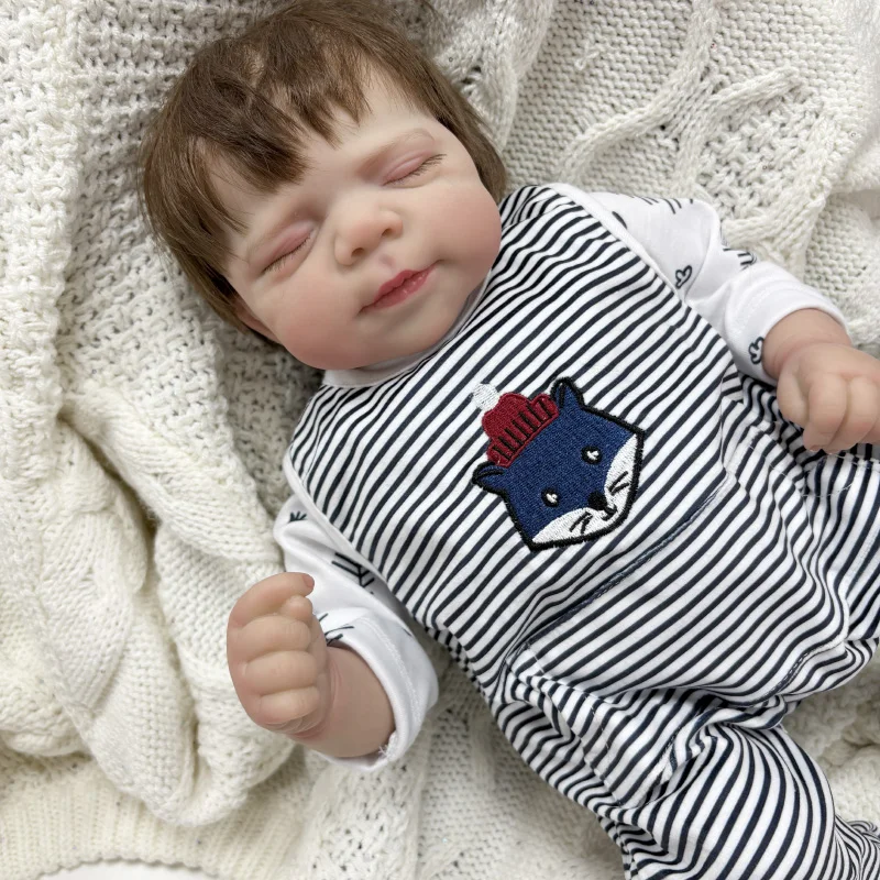 49cm boneca reborn pascale macio siliconen reborn dormindo menino toque macio realista 3d veias de pele bonecas de alta qualidade para crianças