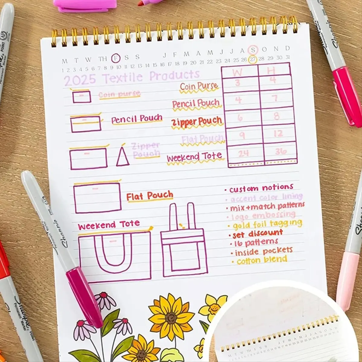 X16A Hot Color-in Spiral Tally Book for Classroom Plan Work Schedule Checklists Planer Book