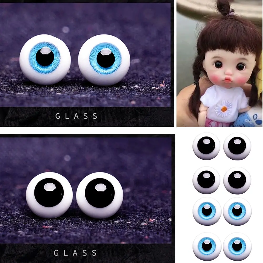 6/8/10/12/14mm Blue Black Color Glass Eyes Eyeball for BJD Doll DIY Doll Making Crafts Accessories Safety Animal Toy