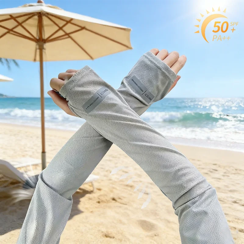 Summer Cooling UV Protection Ice Arm Sleeves Men Women Sun Protection Outdoor Cycling Driving Sweat Absorbent Lightweight