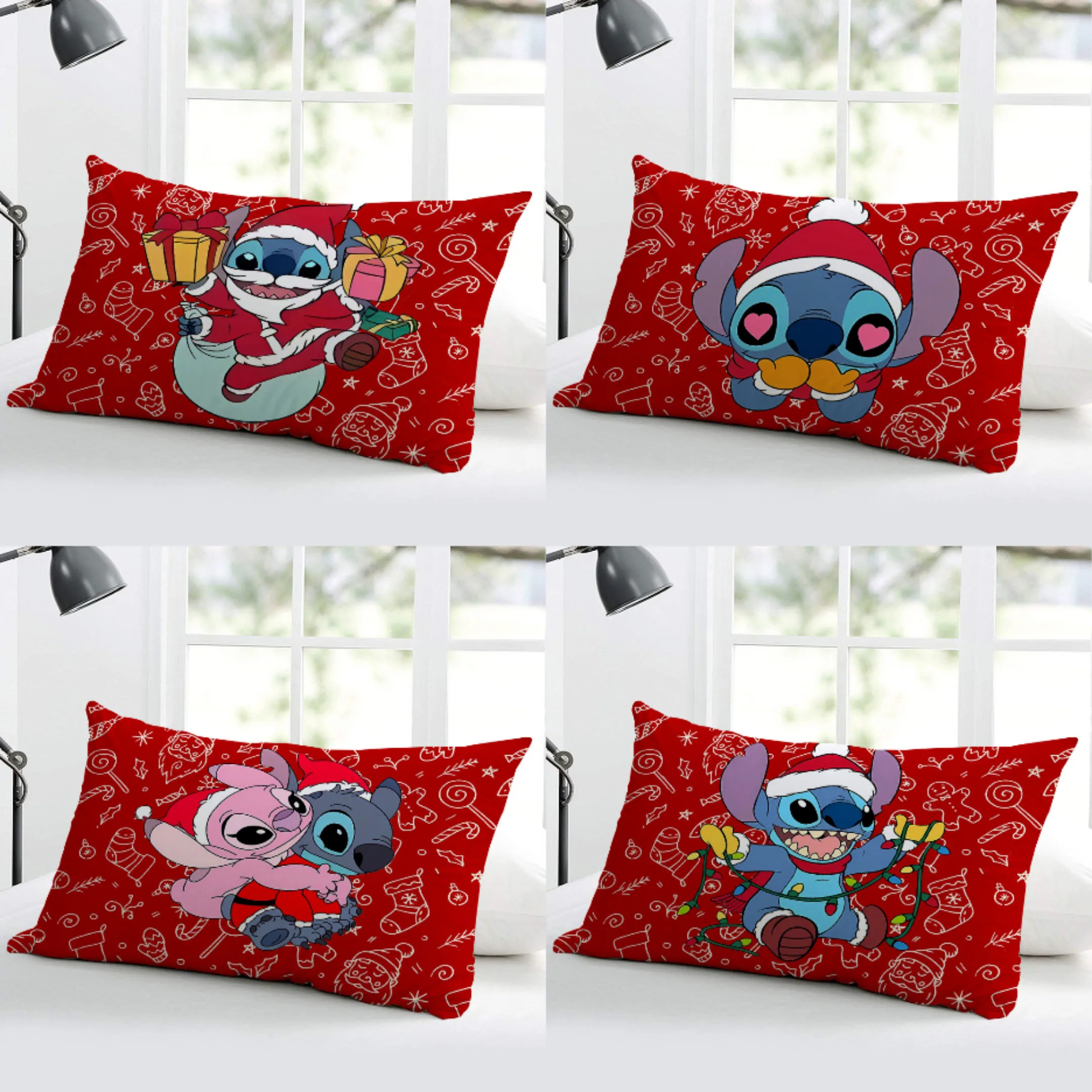 

Disney Lilo & Stitch Anime Figure Christmas Pillowcase Kawaii Stitch Pillow Pillowcase Children Room Interior Decoration Gifts