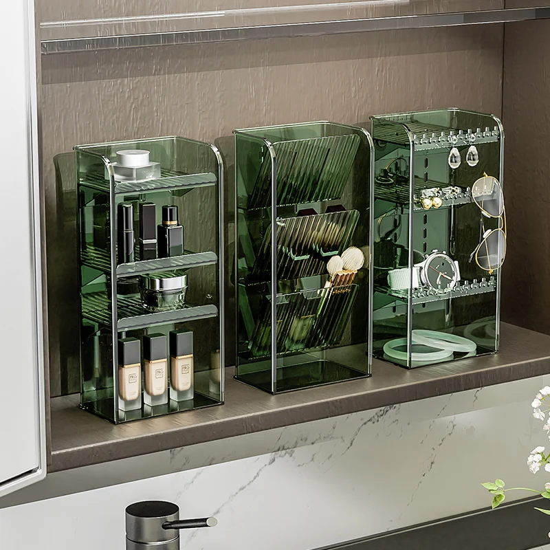 Makeup Shelf Bathroom Organizer and Storage Clear Makeup Organizer Cabinet Organizer Vertical Storage Box Jewelry Display Stand