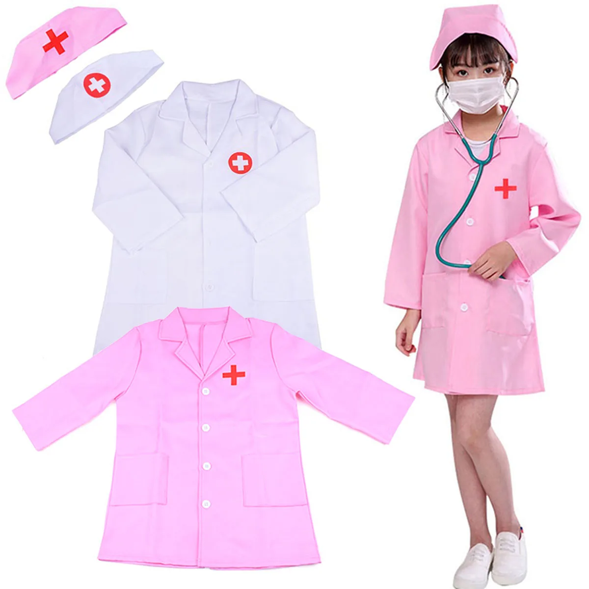 1 set bambini cosplay uniforme da dottore uniforme da infermiera bambini creativi finta giocattoli gioco di ruolo giocattoli da dottore regalo per i bambini