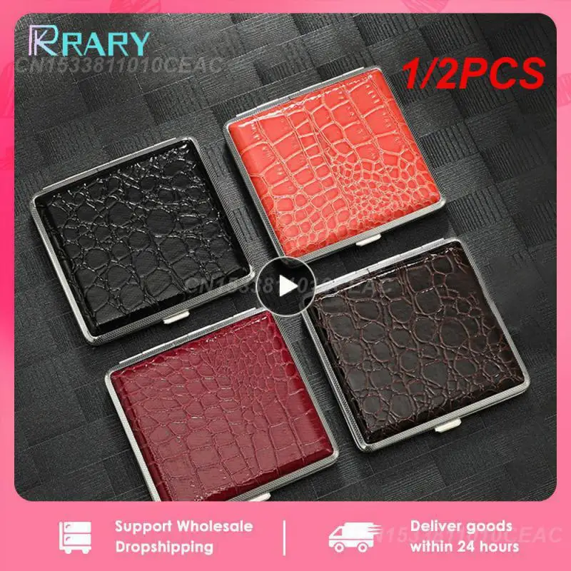 1/2PCS Crocodile Leather Cigarette Case Simple Cigarette Case Smoking Accessories