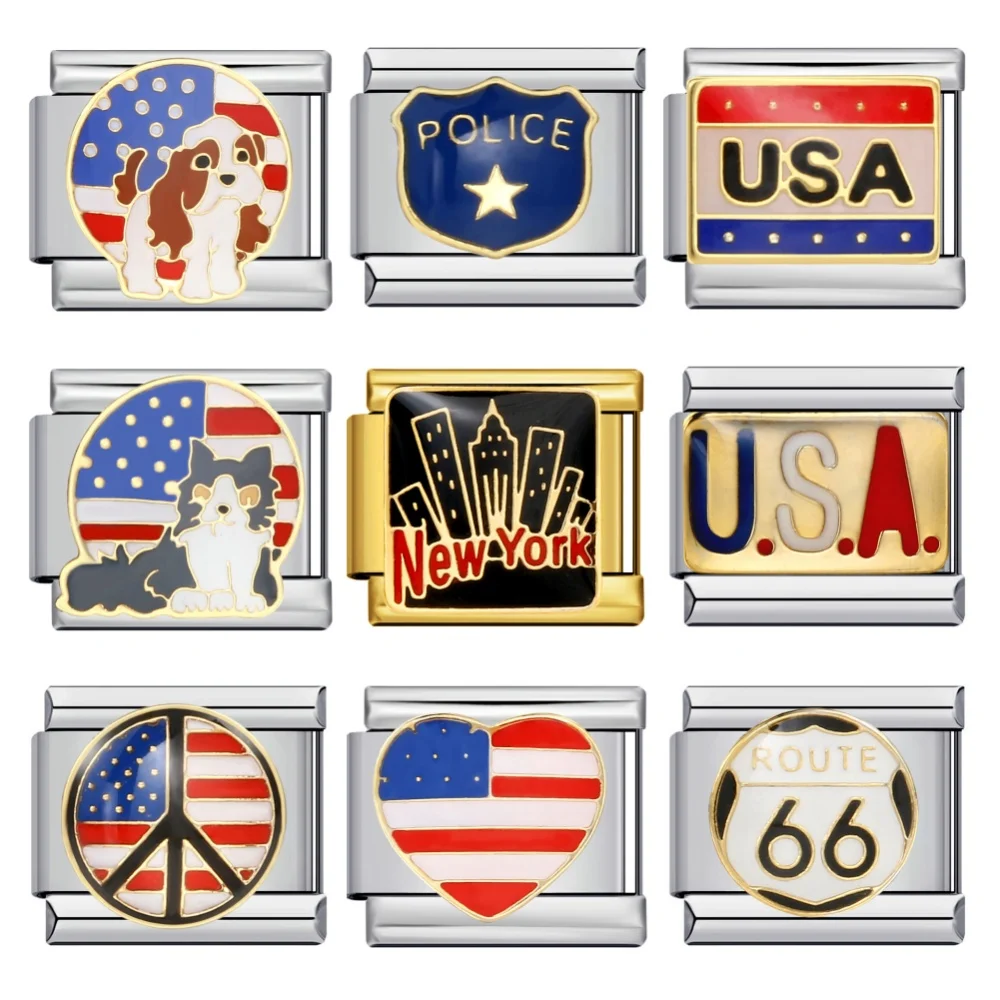 1 Stück New York USA Welt ​ Route Fashion Italienische Elastische Charm-Verbindungsstücke Passend für 9mm Edelstahl-Armbänder DIY Trendiger Schmuck – Detail 1