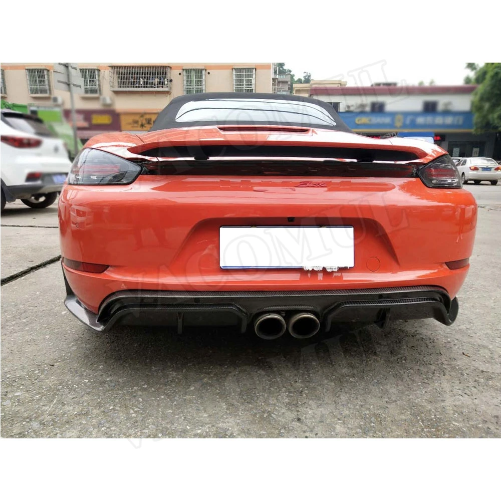 Carbon Fiber Rear Bumper Lip Diffuser Spoiler Aprons fit for Porsche 718 Cayman Boxster Base S Coupe 2017 2018 Car Styling