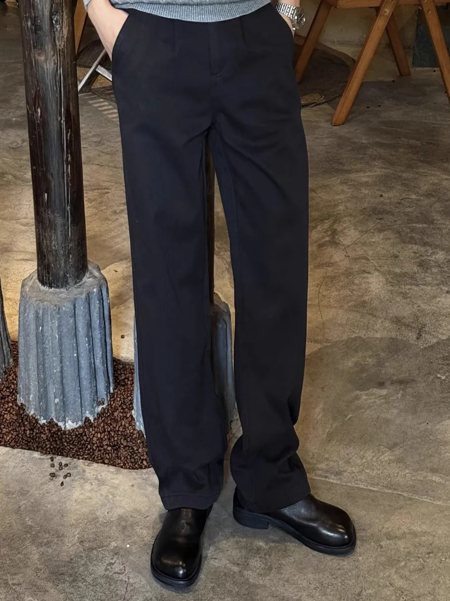 

Новые зимние повседневные свободные брюки из хлопкового твила 2025 года, прямые, струящиеся, универсальные, удобные, модные, молодежные