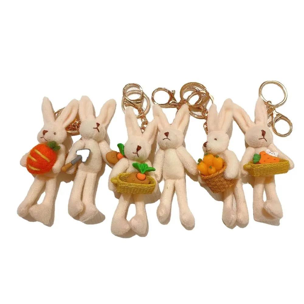 Cartoon Design Stuffed Toy Pendant Doll Plush Key Buckle Korean Style  Key Holder Labor Rabbit Keychain Women Key Chain