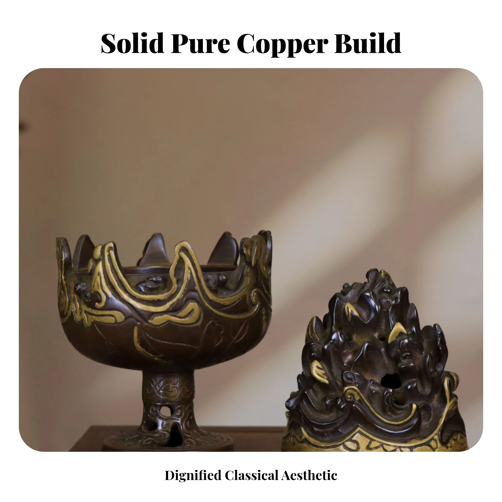 Boshan Incense Burner Copper Incense Burner Intricate Craftsmanship Pierced Lid Metal Home Decor House Decoration for Indoor