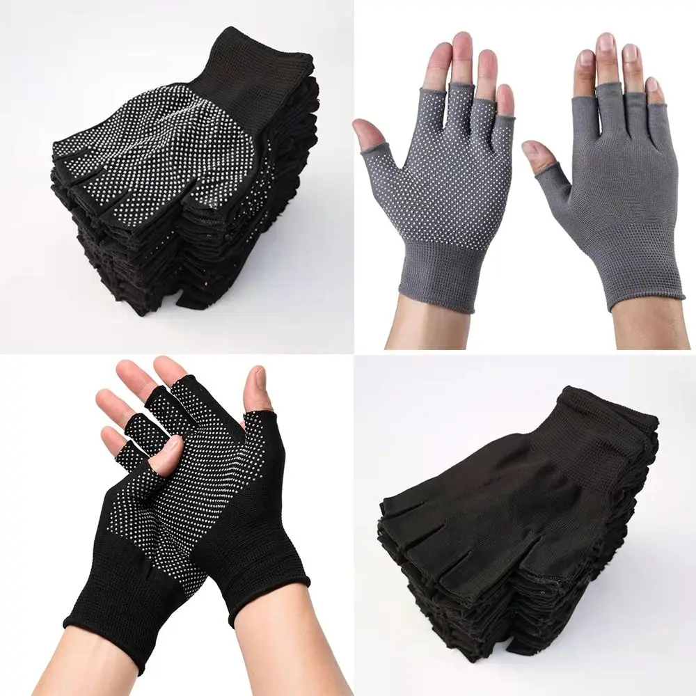 Safety Stretch Anti-Slip Gloves Sports/Biking/Fishing Sunscreen Half Fingers Gloves Breathable Driving Mittens Spring Summer