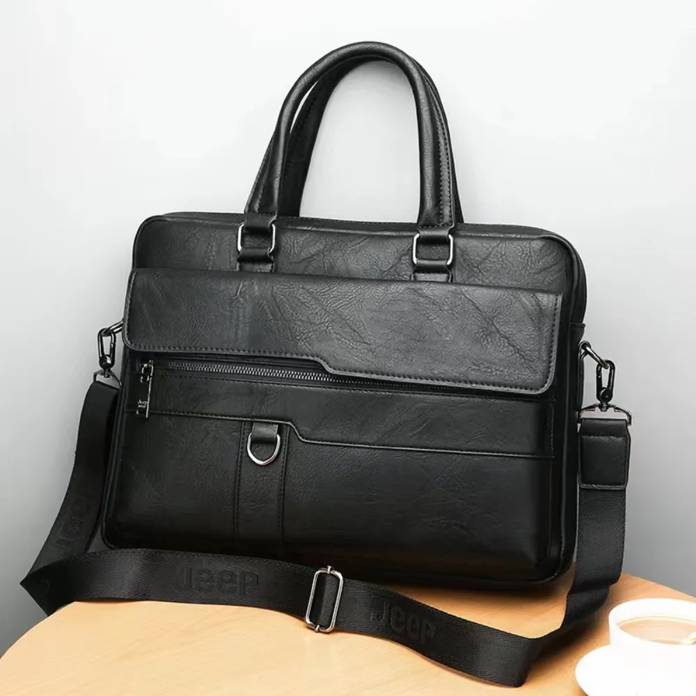 Retro Briefcase Bag For Men Business Shoulder Bag Crossbody Bag PU Leather Messenger Bag Man Office Handbag Laptop Bag Male Tote