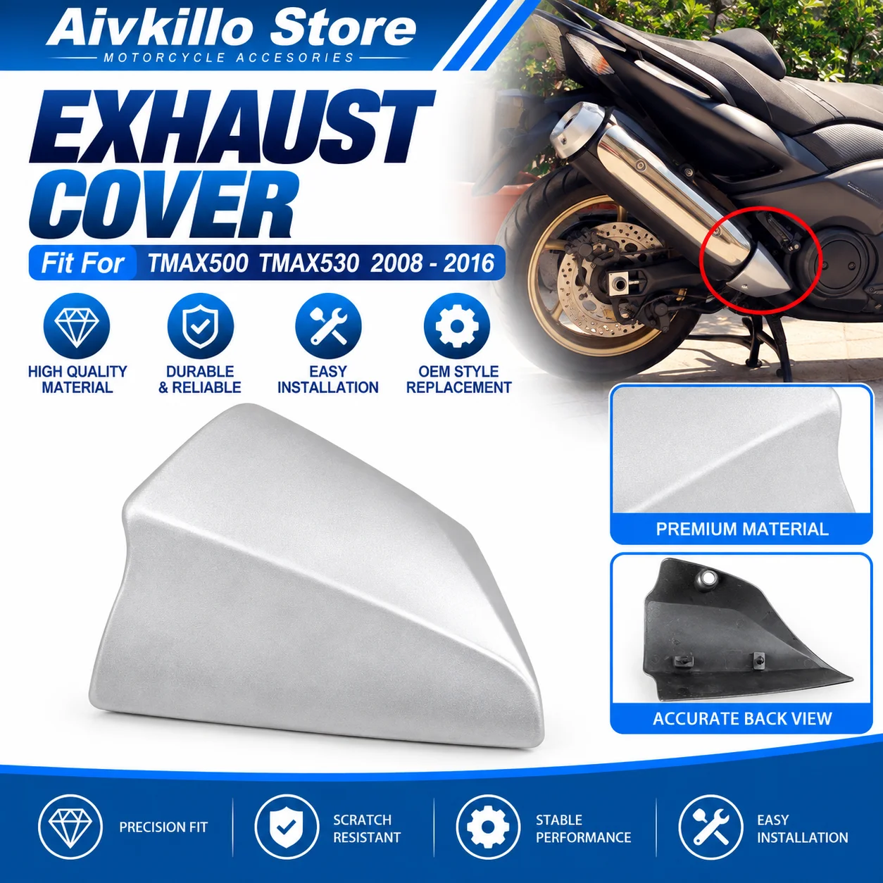 Fit For YAMAHA TMAX500 TMAX530 500 530 Motorcycle Exhaust Pipe Cover Muffler Front Cover 2008 2009 2010 2011 2012 2013 2014 2015