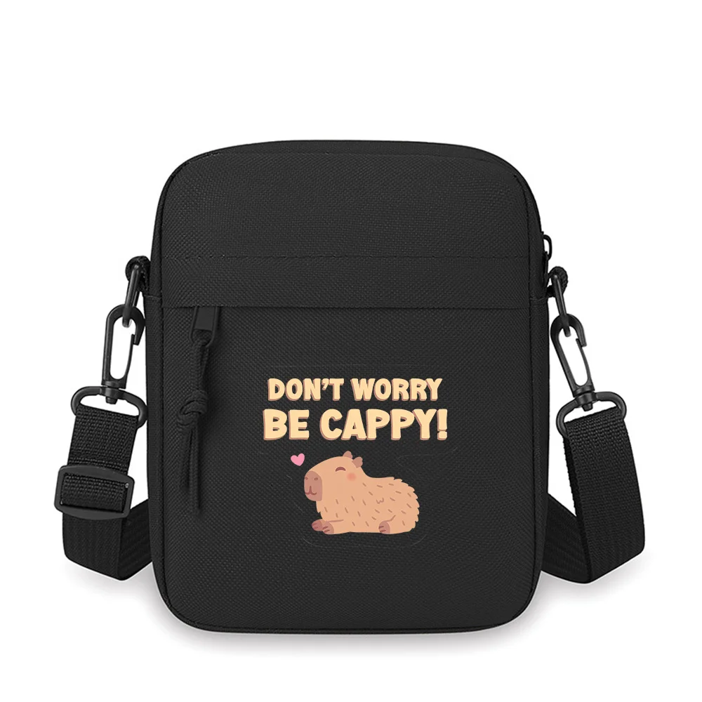 Happy capybara  heart sticker Men Crossbody Bag Single Shoulder Women Cartoon Anime Film Printing Design Unisex