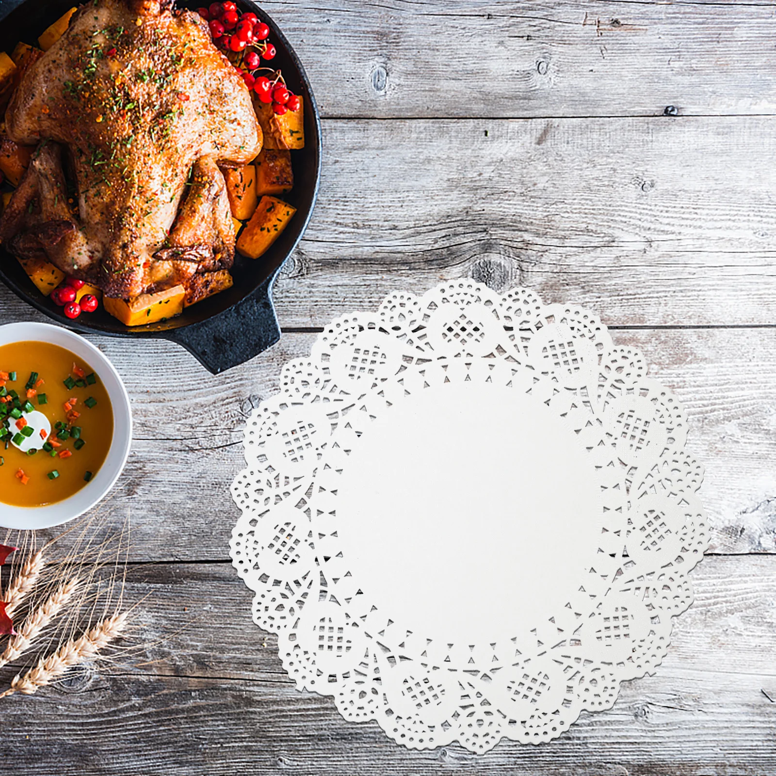 

140 Sheets White Lace Doilies Paper Baking Mat for Cake Dessert Tray Non-Stick Party Wedding Holiday Celebration Decoration Use