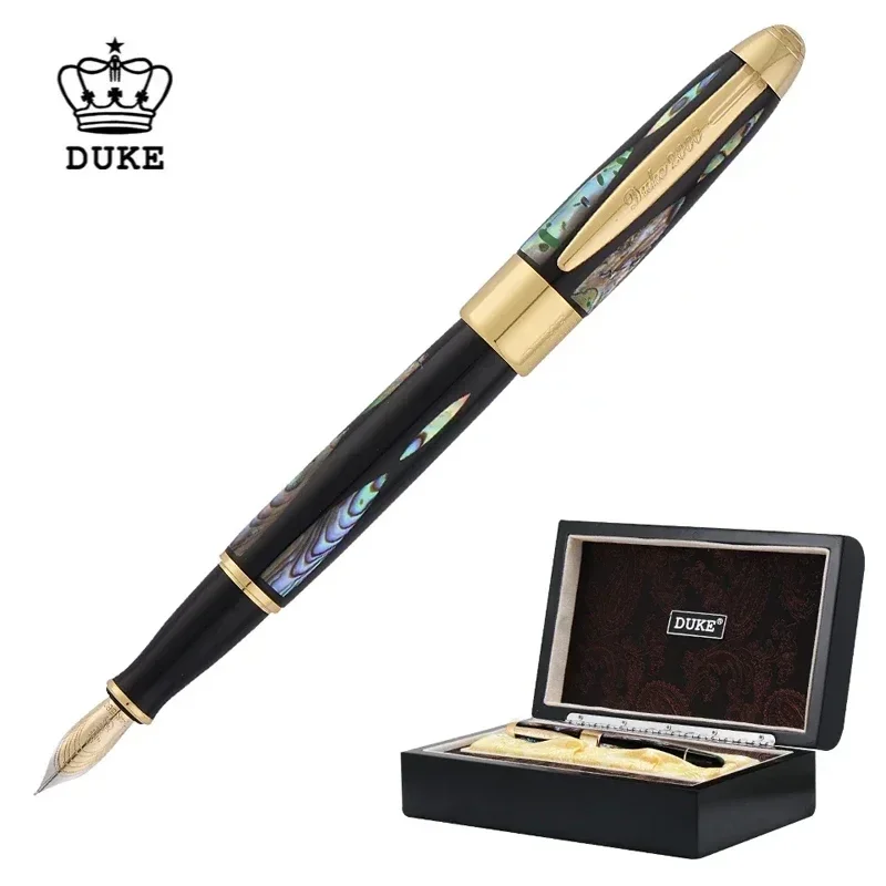 Duke Germany Blue Sea Pearl 14k Gold Nib Fountain Pen F/M Nib Luxury Unique Metal Calligraphy Feather Pen Gift Box Set