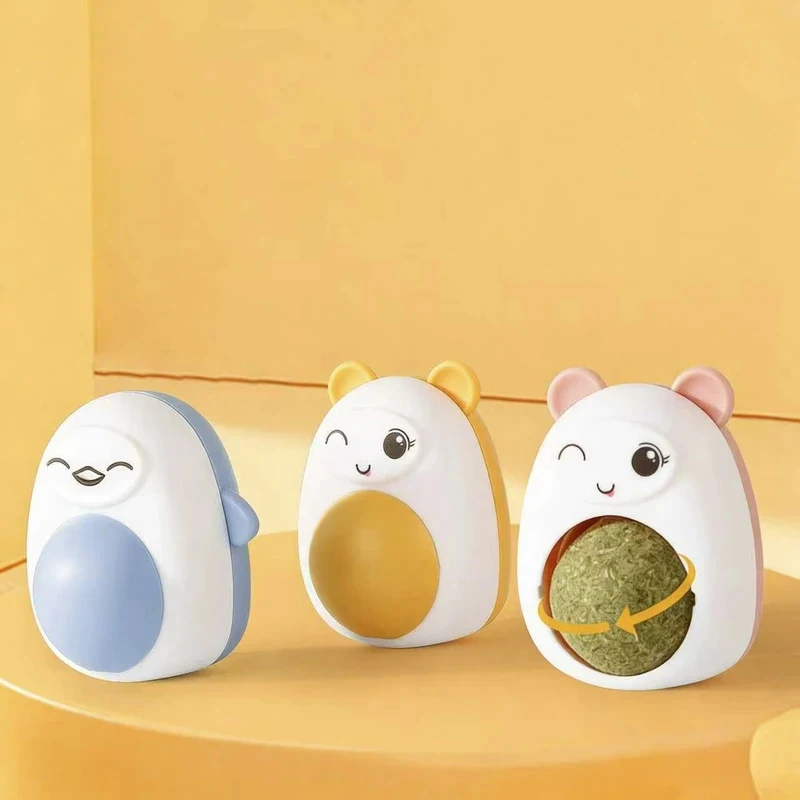 Natural Catnip Ball Toy for Cats Rotating Interactive Cat Toy Teeth Cleaning Edible Cat Treats