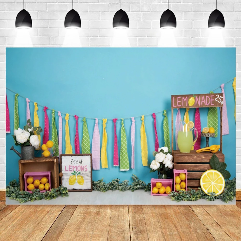 

Baby Birthday Photography Banner Backdrop Photozone Lemon Flowers Party Decor Photo Studio Photographic Background Photophone