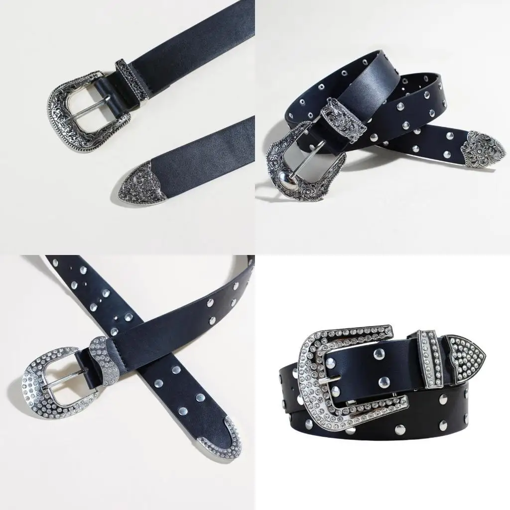 

39BD Blingbling Rhinestones Waist Belt for Street Dance Jean Casual Wear Trendy