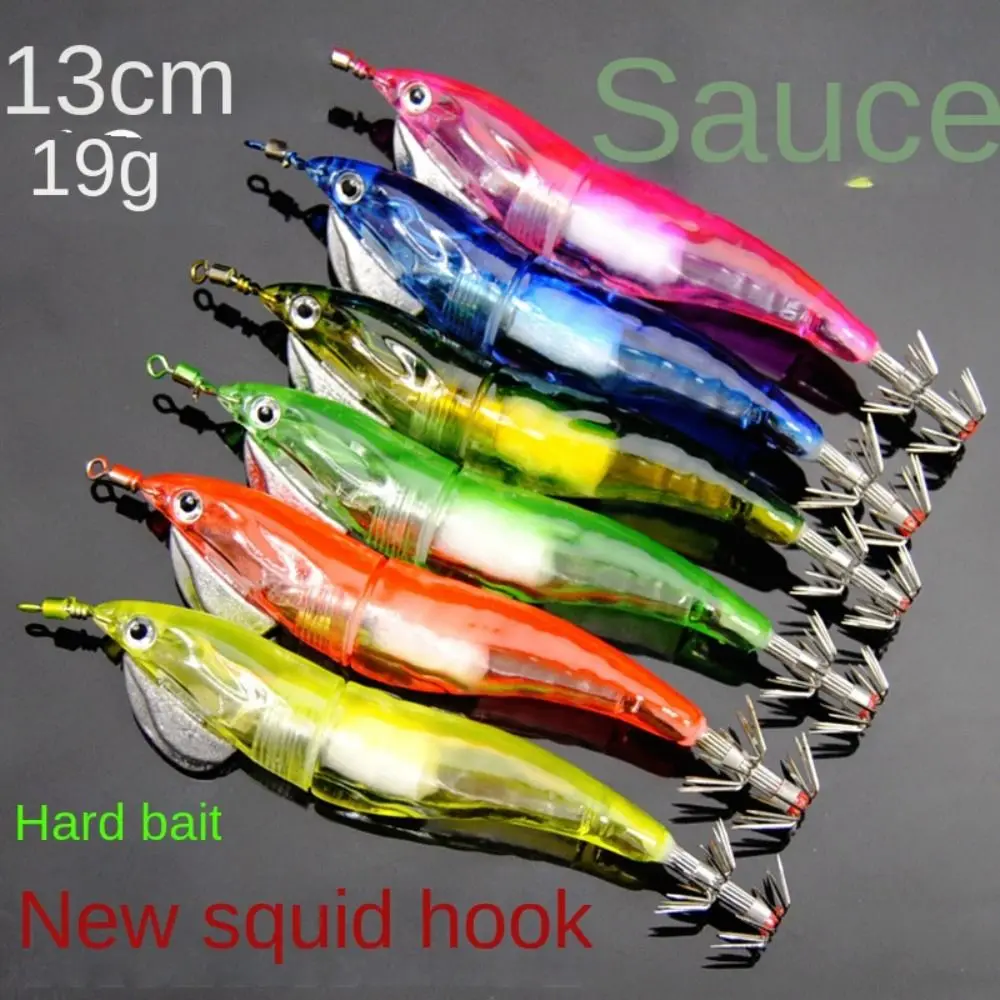 2pcs lead sinker wood shrimp lures 2023 jigs flickers squid hook 13CM 19G squid octopus lure lifelike