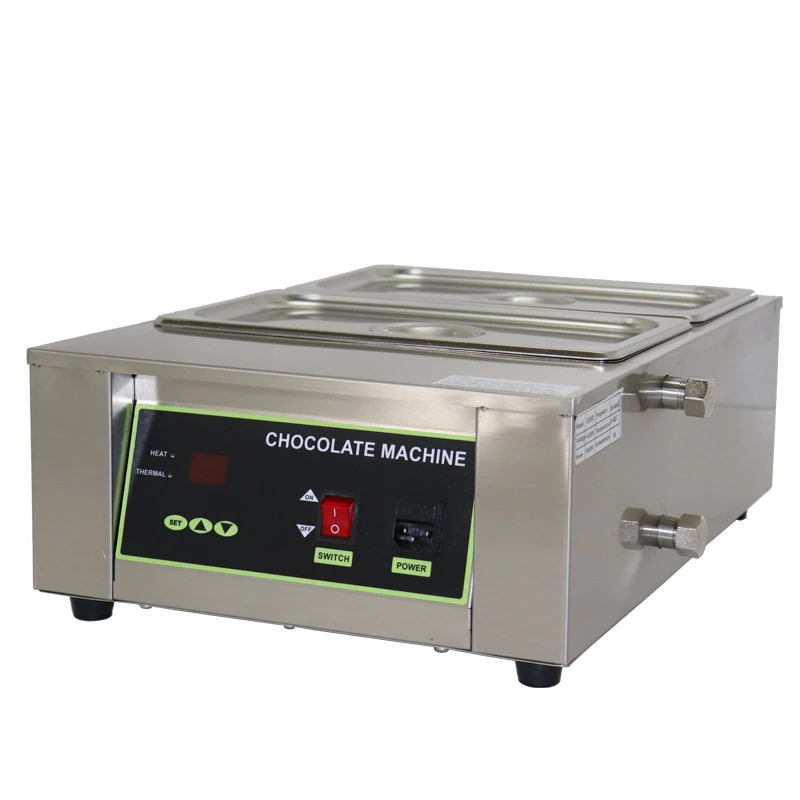 Commercial Electric Food Warmer Pot 2-Tank Chocolate Melter 1.5KW Smart Sauce Warmer & Melting Pot with Lid