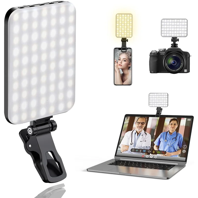 ABYN-Cell For Phone Fill Light,60 LED Selfie Light Rechargeable 2200Mah 7 Modes,Portable Clip On For Phone/Tablet Laptop