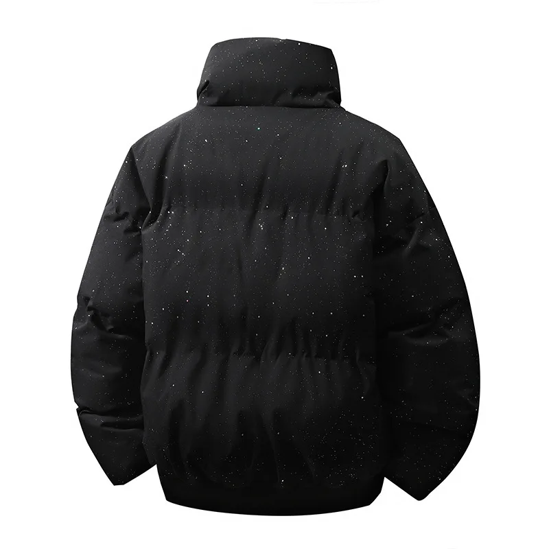 الشتاء رجل أسفل سترة رشاقته الترتر المطبوعة الوقوف طوق الذكور ملابس خارجية شارع العليا طويلة الأكمام المعتاد معطف الرجال عادية