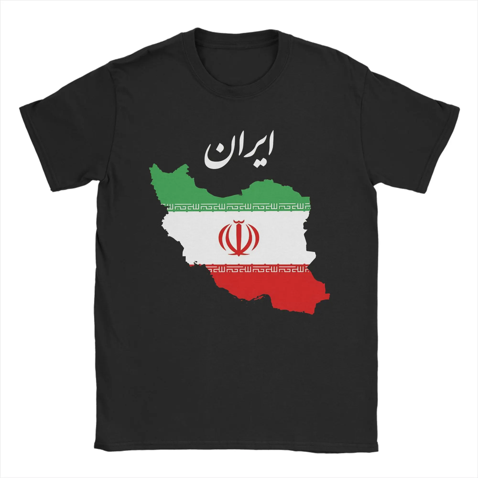 Streetwear T Shirt Iranian Flag inside Map of Iran Cotton T Shirts Novelty Tee Shirt for Men Summer Y2K Short Sleeve Top Tees