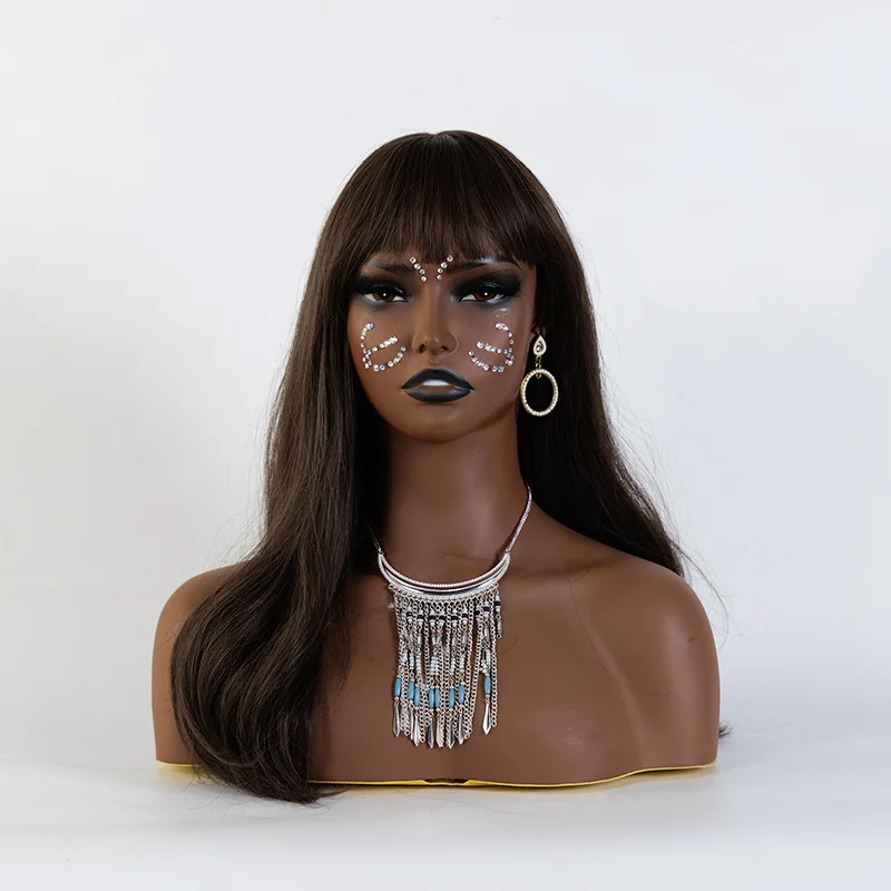 Afro Female Mannequin Dummy Head with Shoulder Display Manikin Doll Head Bust for Wigs,Hats,Beauty Accessories Displaying