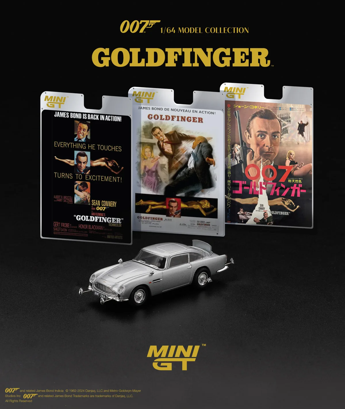 MINIGT 1/64 Aston Martin DB5 „Goldfinger“ MGT00900-007J Autos Legierung Kraftfahrzeug Druckguss Metallmodell Kinder Weihnachtsgeschenk Spielzeug für Jungen