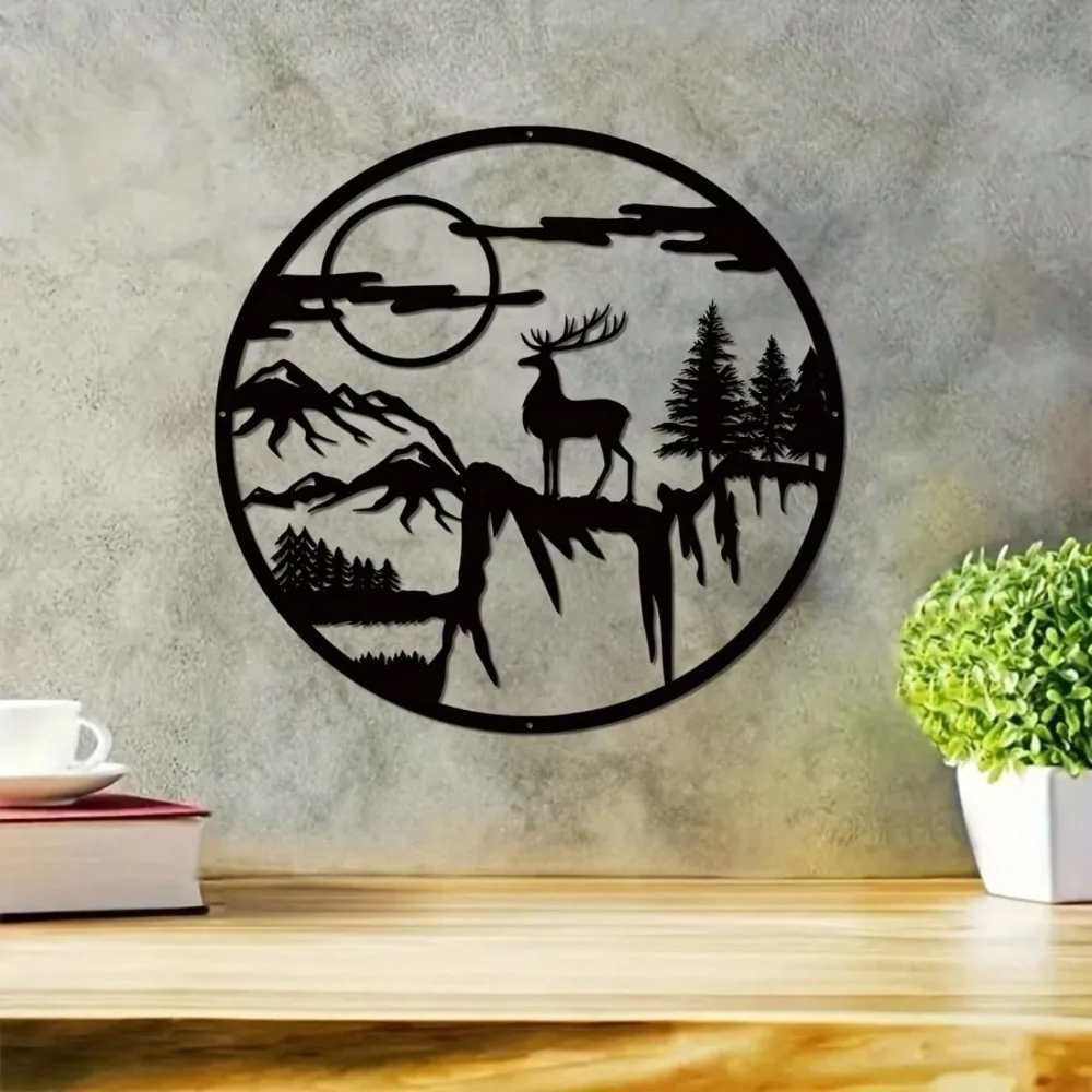 

Rustic Deer Metal Cabin Sign Outdoor Hunting Decor Gift for Him Hunter Man Cave Wall Art