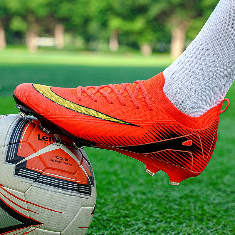 

New Men Football Boots Training Shoes FG Non-Slip Soccer Cleats Long Spikes Soccer Shoes Ultralight Outdoor Drop Shipping