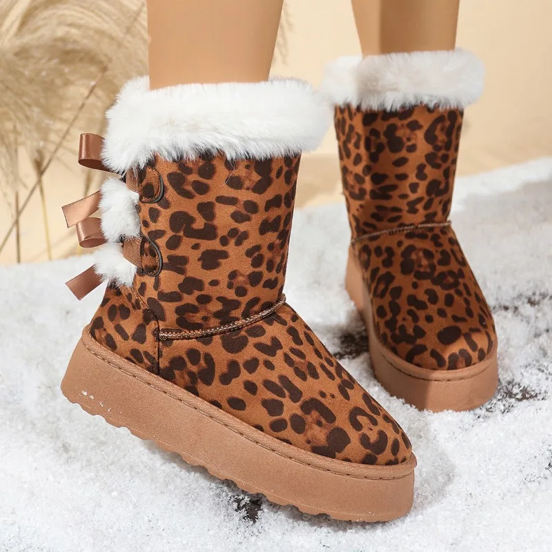 

Concise Platform Snow Boots Women's Winter 2025 New Classics Round Toe Warm Versatile Fleece Thickened Short Barrel Snow Cotton