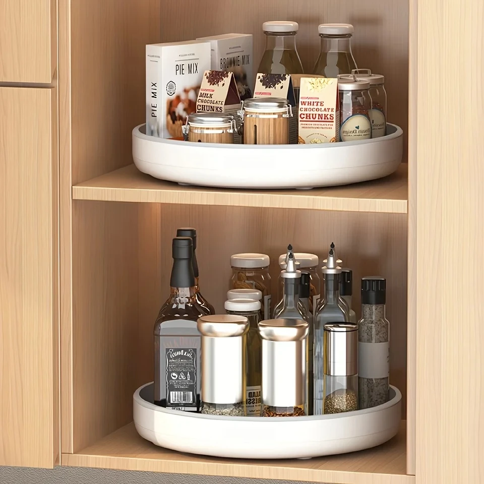 

1-Piece Kitchen Turntable Multi-Functional Countertop Seasoning Bottle Soy Sauce Vinegar Rack Storage Tray