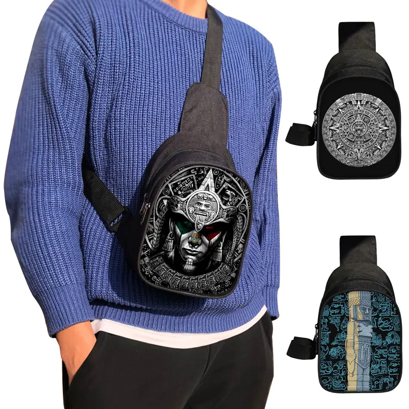 The Ancient Aztec Calendar Chest Bags Civilization History Mayan Mexican Culture Crossbody Bags Streetwear Shoulder Travel Bags