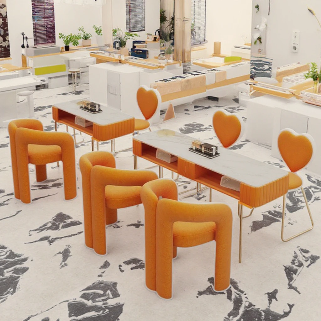 

Модная классическая мебель для салона красоты, роскошный стол для ногтей, мраморный маникюрный стол для ногтей