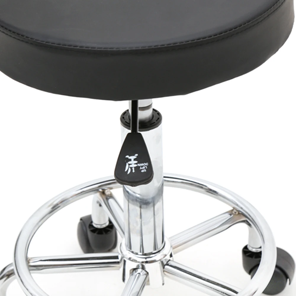 Round Shape Adjustable Salon Stool With Back Black Bar Furniture