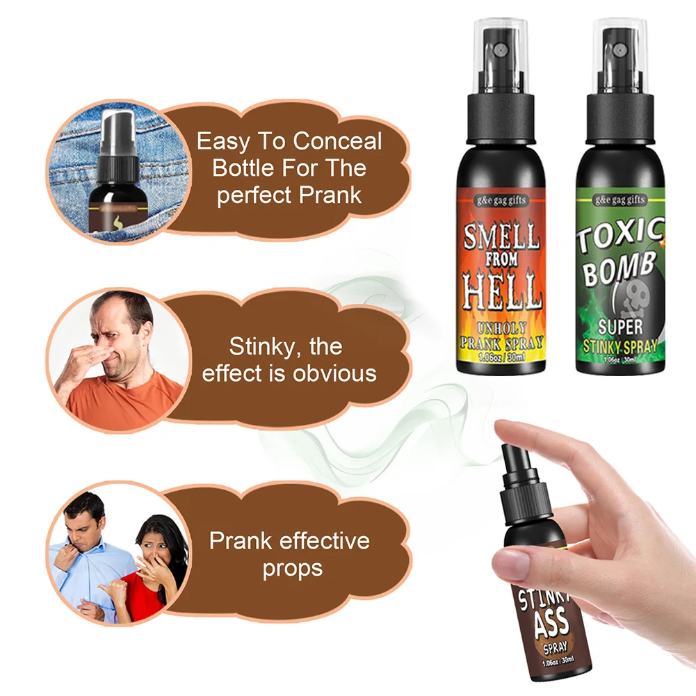 Spray do żartów \"Fart Gag\" 30ml, plastikowy płyn do żartów, przybory imprezowe, steryny \"Fart Gag\" dla dorosłych i dzieci, nietoksyczne zabawki na Halloween.