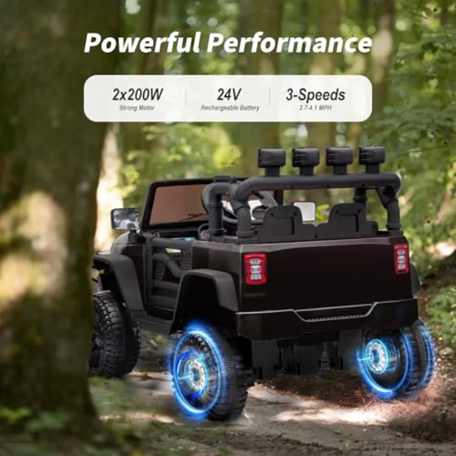 Ride on Car Toy 24V Electric Car for with Remote Control 2x200W Motors - Black