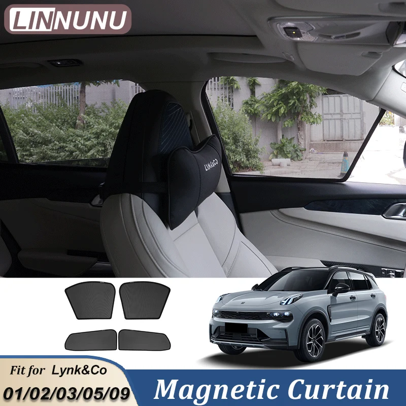 

LINNUNU 4 шт. для Lynk & Co 01 02 03 05 09 Магнитная штора Автомобильная солнцезащитная штора УФ-защита Штора Солнцезащитный козырек на боковое окно Солнцезащитные шторы