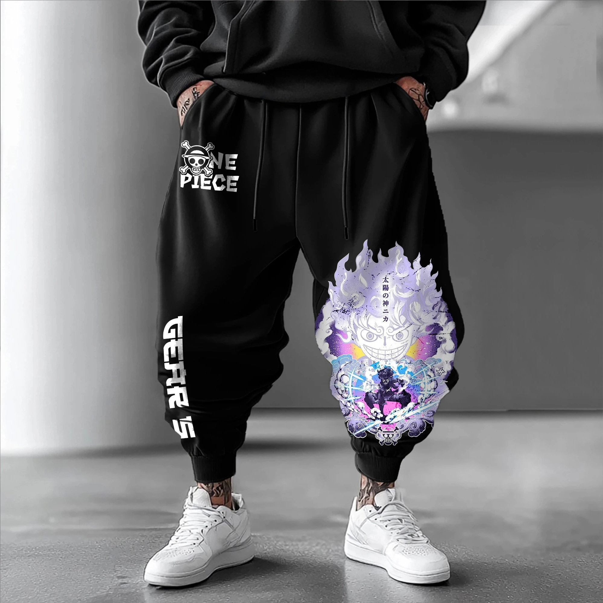 قطعة واحدة الرسوم المتحركة اليابانية سورون المحيطة القطن الخالص فضفاض الاتجاه بنطلون 2025 الخريف الرجال والنساء الرياضة طماق #3