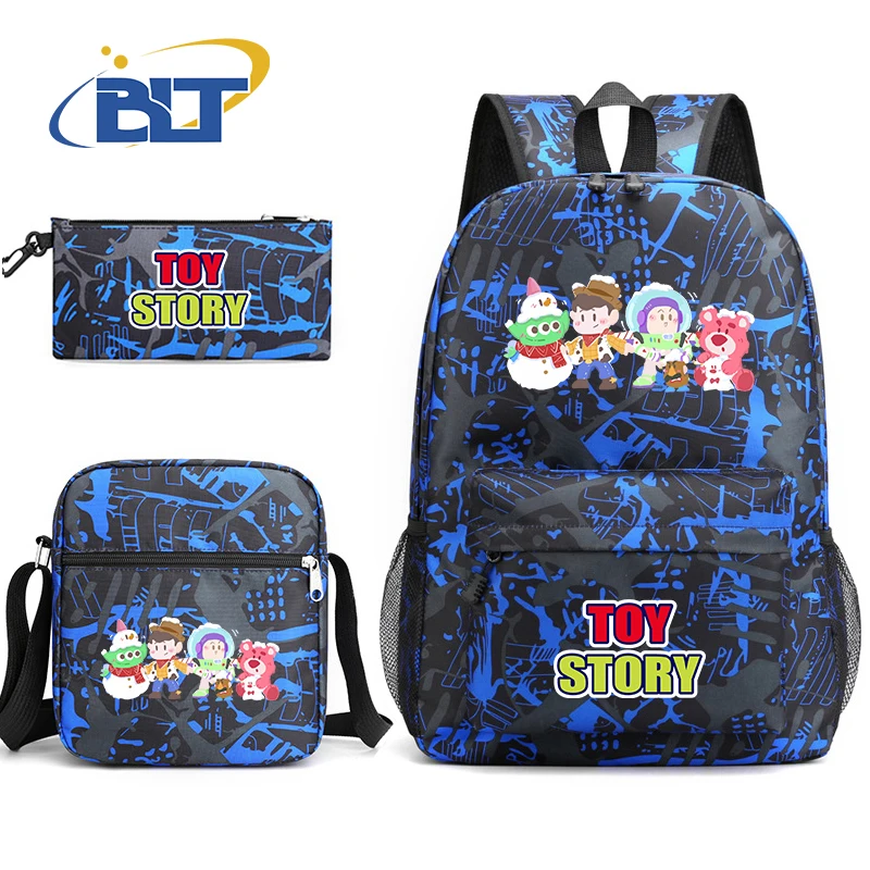 MINISO Toy Story Printed Student Schoolbag Set Children's Shoulder Bag Backpack Pencil Bag Three-piece Set