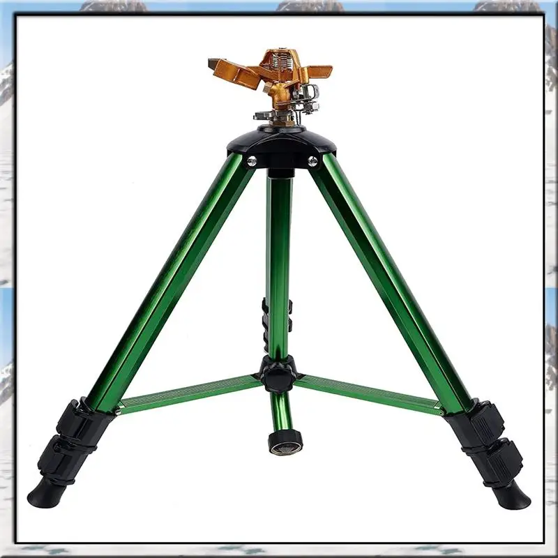 

Impact Sprinkler Head On Tripod Base, Garden Sprinkler 360°Heavy Brass Sprinkler Nozzle, Metal Extension Legs Flip Locksas59-