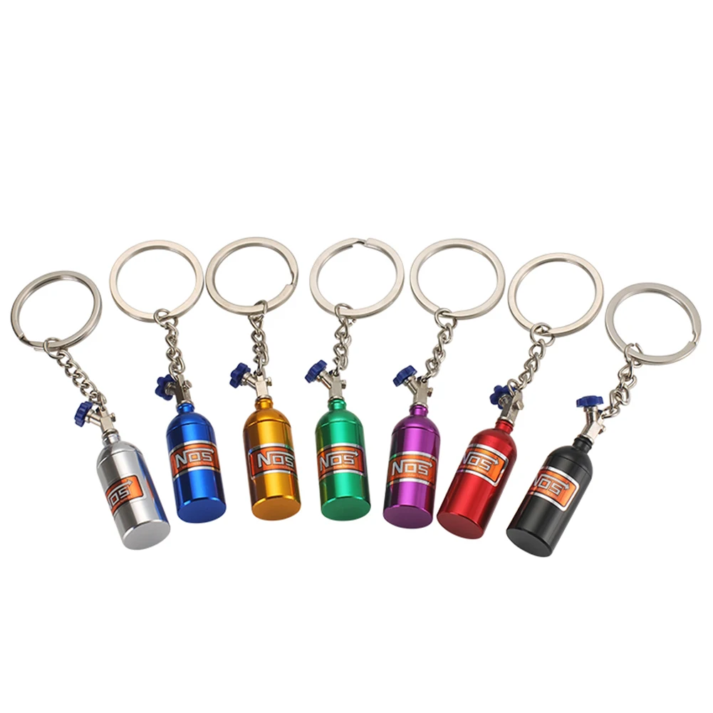 Car Turbo Keychain Nitrogen Bottle Metal Key Chain NOS Key Ring Stash Pill Box Storage Car Accessories Car Interior Stylish