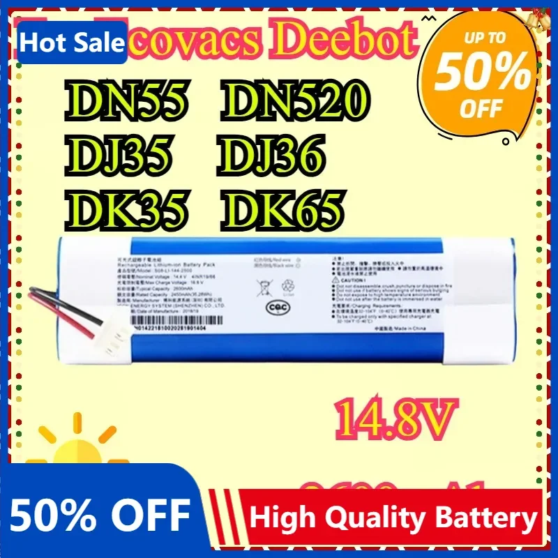 For Ecovacs Deebot DJ35 Deebot DJ36 Deebot DK35 DK36 DK520 DN520 DN55 S08-LI-144-2500 2600mAh High Quality Replaceable Battery