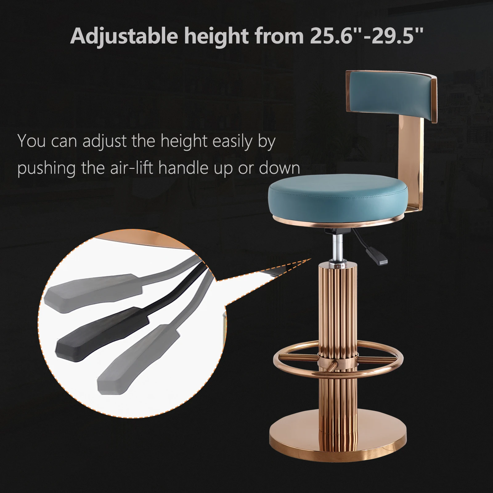 Lift and Swivel Luxury Bar Stools Kitchen Dining Chairs High Stools Hotel Stools Shop Counter Chairs Leisure Chairs