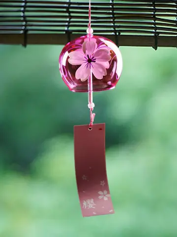 Japanese Style Cherry Blossom Wind Chimes Romantic Flower Blossom Small Wind Bells Decoration Home Glass Japan Styles Pendant