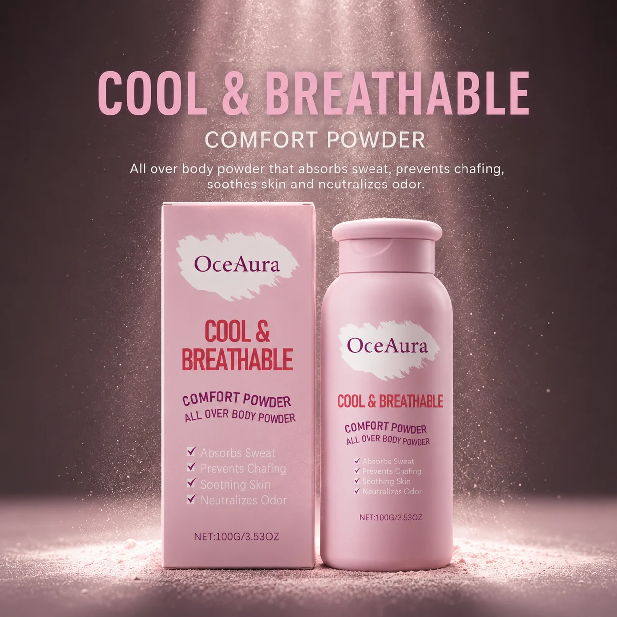 Comfort Powder All Over Body Powder Cooling Absorb Sweat | Remove Odor Prevent Chafing Powder For Underarm Inner Thigh