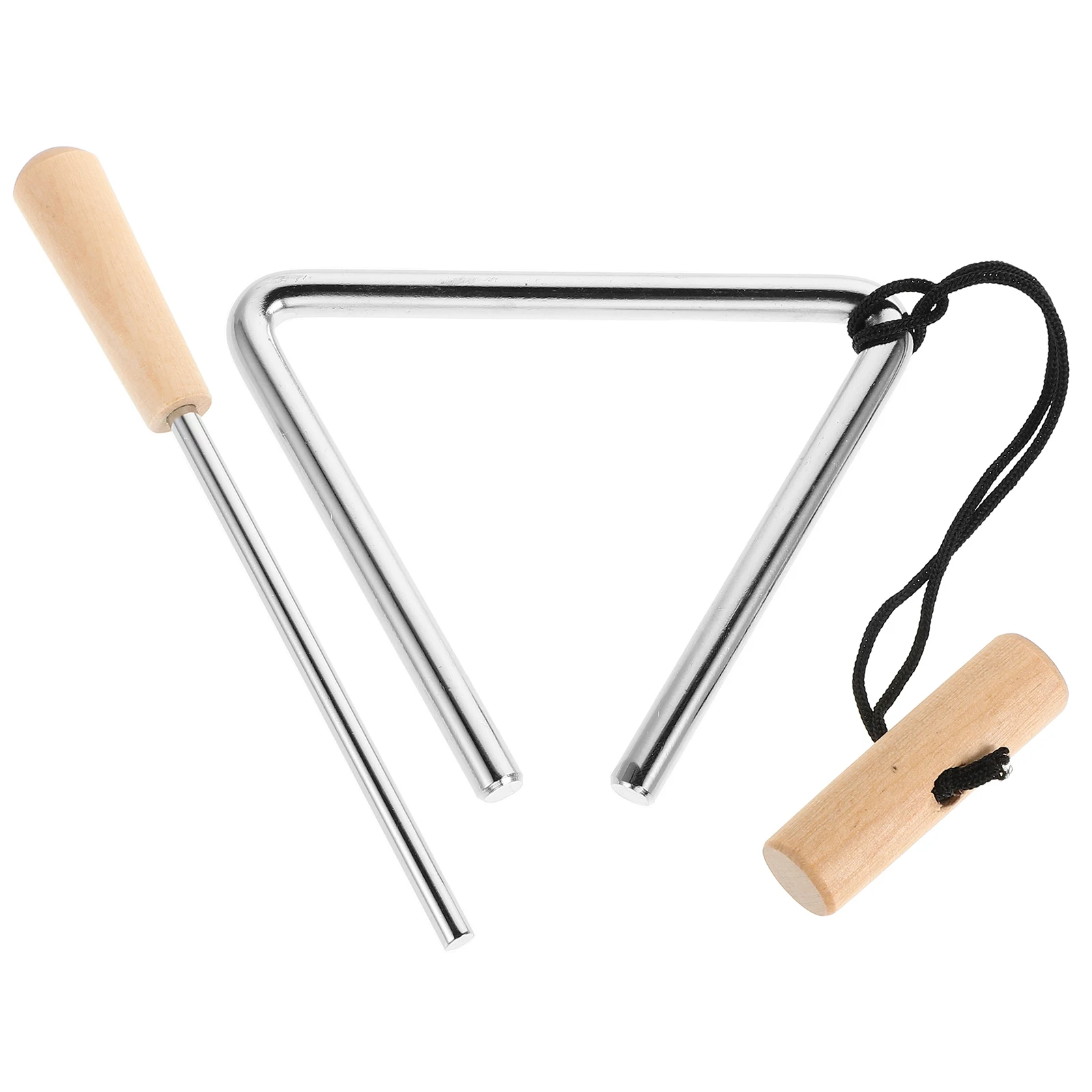 

Orff Triangle Bell 5 Inch Durable Iron Handheld Percussion Instrument Clear Sound Portable Steel Triangle Musical Dinner Khaki