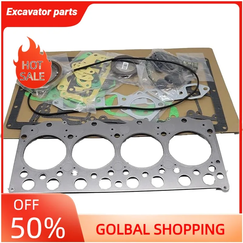 Kit completo de junta 3800939 4945028 compatível com motor Cummins B3.3 QSB3.3 para escavadeira de empilhadeira Komatsu 4D95